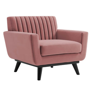 Engage Channel Tufted Performance Velvet Armchair Dusty Rose EEI-5457-DUS