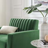 Engage Channel Tufted Performance Velvet Armchair Emerald EEI-5457-EME