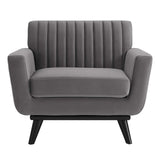 Engage Channel Tufted Performance Velvet Armchair Gray EEI-5457-GRY