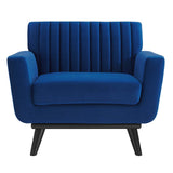 Engage Channel Tufted Performance Velvet Armchair Navy EEI-5457-NAV