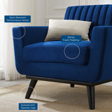 Engage Channel Tufted Performance Velvet Armchair Navy EEI-5457-NAV