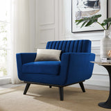 Engage Channel Tufted Performance Velvet Armchair Navy EEI-5457-NAV