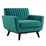 Engage Channel Tufted Performance Velvet Armchair Teal EEI-5457-TEA