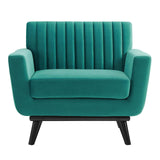 Engage Channel Tufted Performance Velvet Armchair Teal EEI-5457-TEA