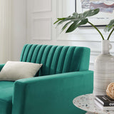 Engage Channel Tufted Performance Velvet Armchair Teal EEI-5457-TEA