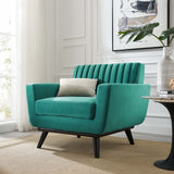 Engage Channel Tufted Performance Velvet Armchair Teal EEI-5457-TEA