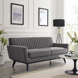 Engage Channel Tufted Performance Velvet Loveseat Gray EEI-5458-GRY