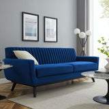 Engage Channel Tufted Performance Velvet Sofa Navy EEI-5459-NAV