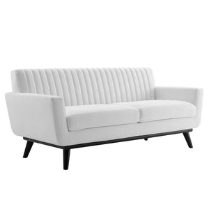 Engage Channel Tufted Fabric Loveseat White EEI-5461-WHI