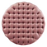 Amour Tufted Button Large Round Performance Velvet Ottoman Dusty Rose EEI-5469-DUS