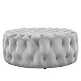 Amour Tufted Button Large Round Performance Velvet Ottoman Light Gray EEI-5469-LGR