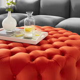 Amour Tufted Button Large Round Performance Velvet Ottoman Orange EEI-5469-ORA