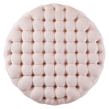 Amour Tufted Button Large Round Performance Velvet Ottoman Pink EEI-5469-PNK