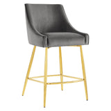 Discern Performance Velvet Counter Stool Gray EEI-5474-GRY