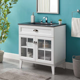 Isle 30" Bathroom Vanity Cabinet White Black EEI-5477-WHI-BLK