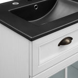 Isle 48" Double Bathroom Vanity Cabinet White Black EEI-5480-WHI-BLK