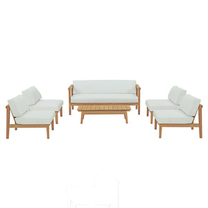 Bayport 6 Piece Outdoor Patio Teak Set EEI-5483-NAT-WHI-SET