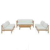 Bayport 6 Piece Outdoor Patio Teak Set EEI-5483-NAT-WHI-SET