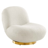 Kindred Upholstered Fabric Swivel Chair Gold Ivory EEI-5485-GLD-IVO