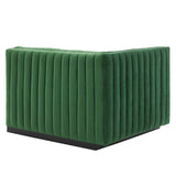 Modway Furniture Conjure Channel Tufted Performance Velvet Left-Arm Chair XRXT Black Emerald EEI-5490-BLK-EME