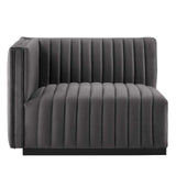 Modway Furniture Conjure Channel Tufted Performance Velvet Left-Arm Chair XRXT Black Gray EEI-5490-BLK-GRY