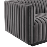 Modway Furniture Conjure Channel Tufted Performance Velvet Left-Arm Chair XRXT Black Gray EEI-5490-BLK-GRY