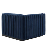 Modway Furniture Conjure Channel Tufted Performance Velvet Left-Arm Chair XRXT Black Midnight Blue EEI-5490-BLK-MID