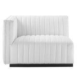 Modway Furniture Conjure Channel Tufted Upholstered Fabric Left-Arm Chair XRXT Black White EEI-5491-BLK-WHI