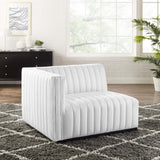 Modway Furniture Conjure Channel Tufted Upholstered Fabric Left-Arm Chair XRXT Black White EEI-5491-BLK-WHI