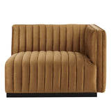Modway Furniture Conjure Channel Tufted Performance Velvet Right-Arm Chair XRXT Black Cognac EEI-5492-BLK-COG