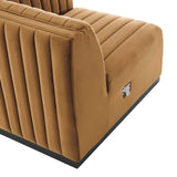 Modway Furniture Conjure Channel Tufted Performance Velvet Right-Arm Chair XRXT Black Cognac EEI-5492-BLK-COG