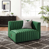Modway Furniture Conjure Channel Tufted Performance Velvet Right-Arm Chair XRXT Black Emerald EEI-5492-BLK-EME