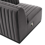 Modway Furniture Conjure Channel Tufted Performance Velvet Right-Arm Chair XRXT Black Gray EEI-5492-BLK-GRY