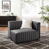 Modway Furniture Conjure Channel Tufted Performance Velvet Right-Arm Chair XRXT Black Gray EEI-5492-BLK-GRY