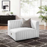 Modway Furniture Conjure Channel Tufted Upholstered Fabric Right-Arm Chair XRXT Black White EEI-5493-BLK-WHI