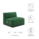 Modway Furniture Conjure Channel Tufted Performance Velvet Armless Chair XRXT Black Emerald EEI-5494-BLK-EME