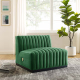 Modway Furniture Conjure Channel Tufted Performance Velvet Armless Chair XRXT Black Emerald EEI-5494-BLK-EME