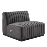 Modway Furniture Conjure Channel Tufted Performance Velvet Armless Chair XRXT Black Gray EEI-5494-BLK-GRY