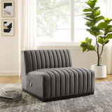 Modway Furniture Conjure Channel Tufted Performance Velvet Armless Chair XRXT Black Gray EEI-5494-BLK-GRY