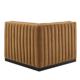 Modway Furniture Conjure Channel Tufted Performance Velvet Left Corner Chair XRXT Black Cognac EEI-5496-BLK-COG