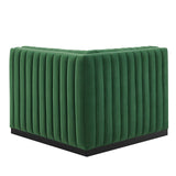 Modway Furniture Conjure Channel Tufted Performance Velvet Left Corner Chair XRXT Black Emerald EEI-5496-BLK-EME