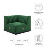 Modway Furniture Conjure Channel Tufted Performance Velvet Left Corner Chair XRXT Black Emerald EEI-5496-BLK-EME