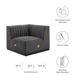 Modway Furniture Conjure Channel Tufted Performance Velvet Left Corner Chair XRXT Black Gray EEI-5496-BLK-GRY