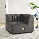 Modway Furniture Conjure Channel Tufted Performance Velvet Left Corner Chair XRXT Black Gray EEI-5496-BLK-GRY