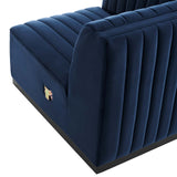 Modway Furniture Conjure Channel Tufted Performance Velvet Left Corner Chair XRXT Black Midnight Blue EEI-5496-BLK-MID