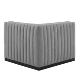 Modway Furniture Conjure Channel Tufted Upholstered Fabric Left Corner Chair XRXT Black Light Gray EEI-5497-BLK-LGR