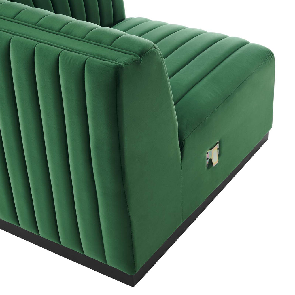 Modway Furniture Conjure Channel Tufted Performance Velvet Right Corner Chair XRXT Black Emerald EEI-5498-BLK-EME