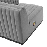 Modway Furniture Conjure Channel Tufted Upholstered Fabric Right Corner Chair XRXT Black Light Gray EEI-5499-BLK-LGR