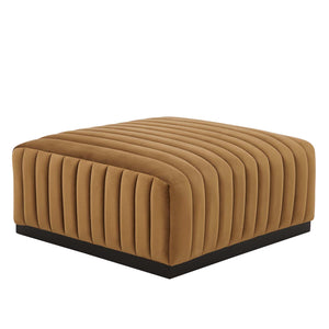 Modway Furniture Conjure Channel Tufted Performance Velvet Ottoman XRXT Black Cognac EEI-5500-BLK-COG