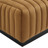 Modway Furniture Conjure Channel Tufted Performance Velvet Ottoman XRXT Black Cognac EEI-5500-BLK-COG